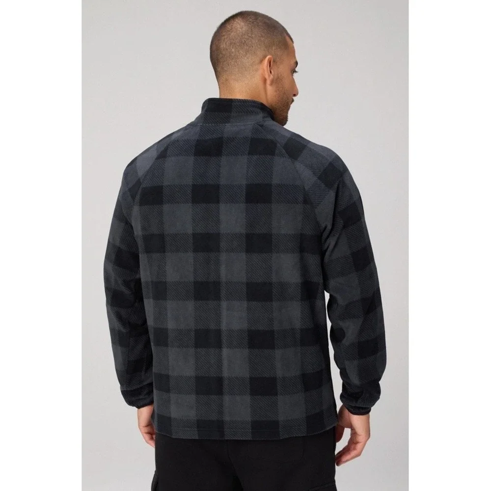 Fabletics The Pine City Full Zip Fleece Jacket Black Mountain Plaid Size XXL